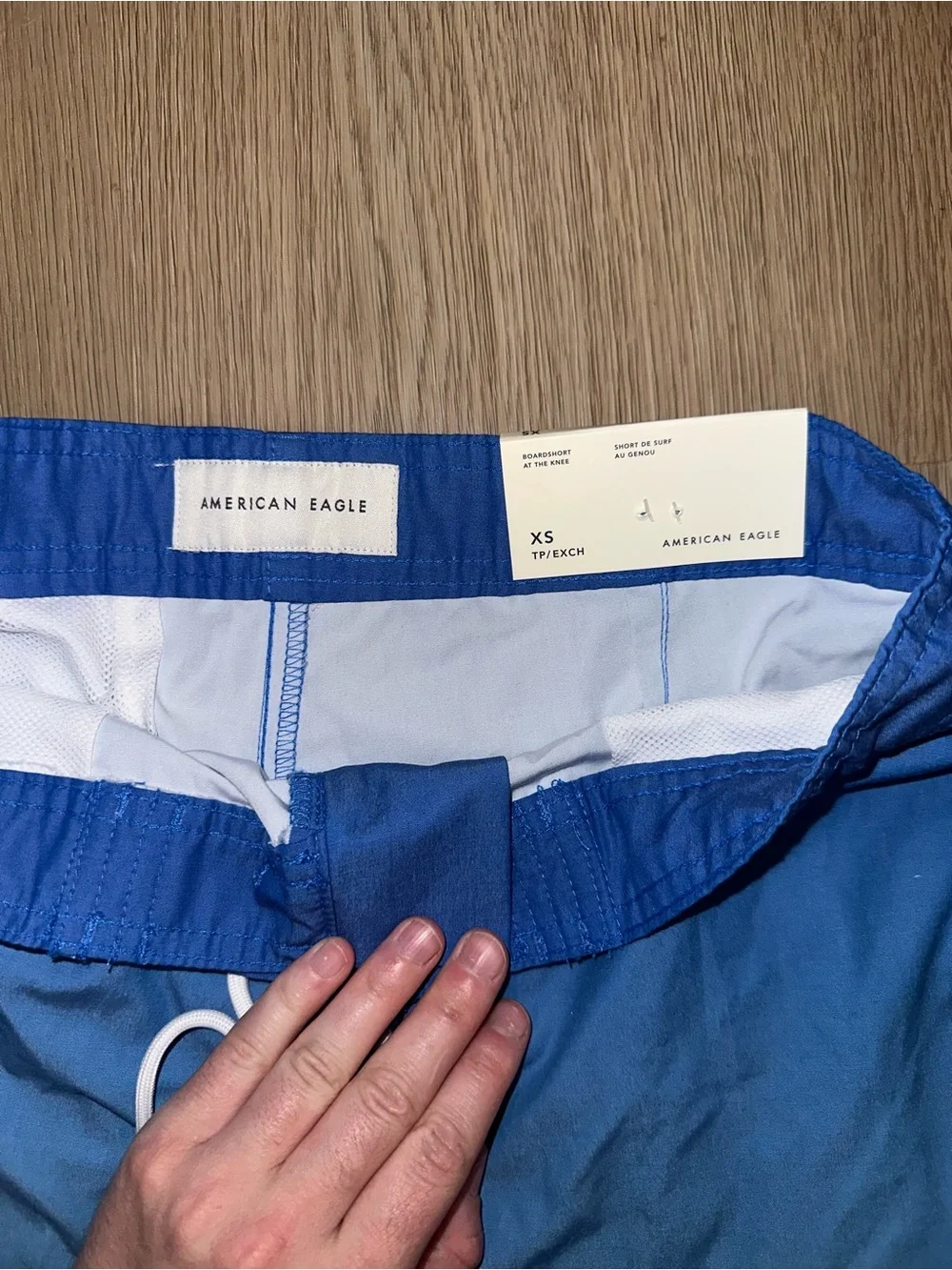 American Eagle Outfitters Blue Gradient Swim Trunks with White Drawstring